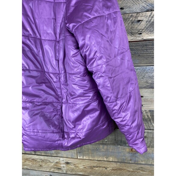Women's 54in Bust Purple Reversible Puffer Mid Length Jacket Quilted Lined Coat - Picture 6 of 11